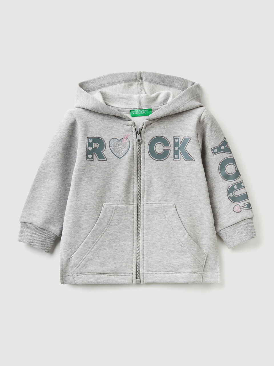 Zip-up sweatshirt with glittery print image number 1