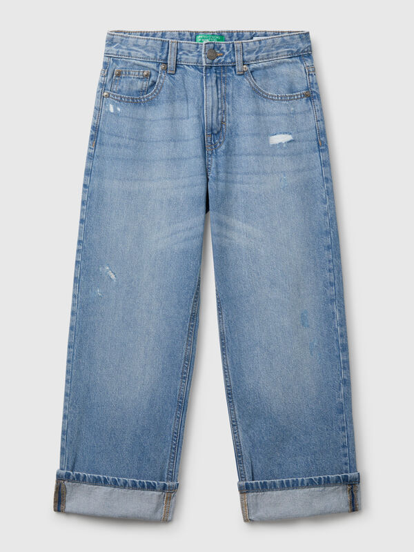 Straight leg jeans with tears Junior Boy