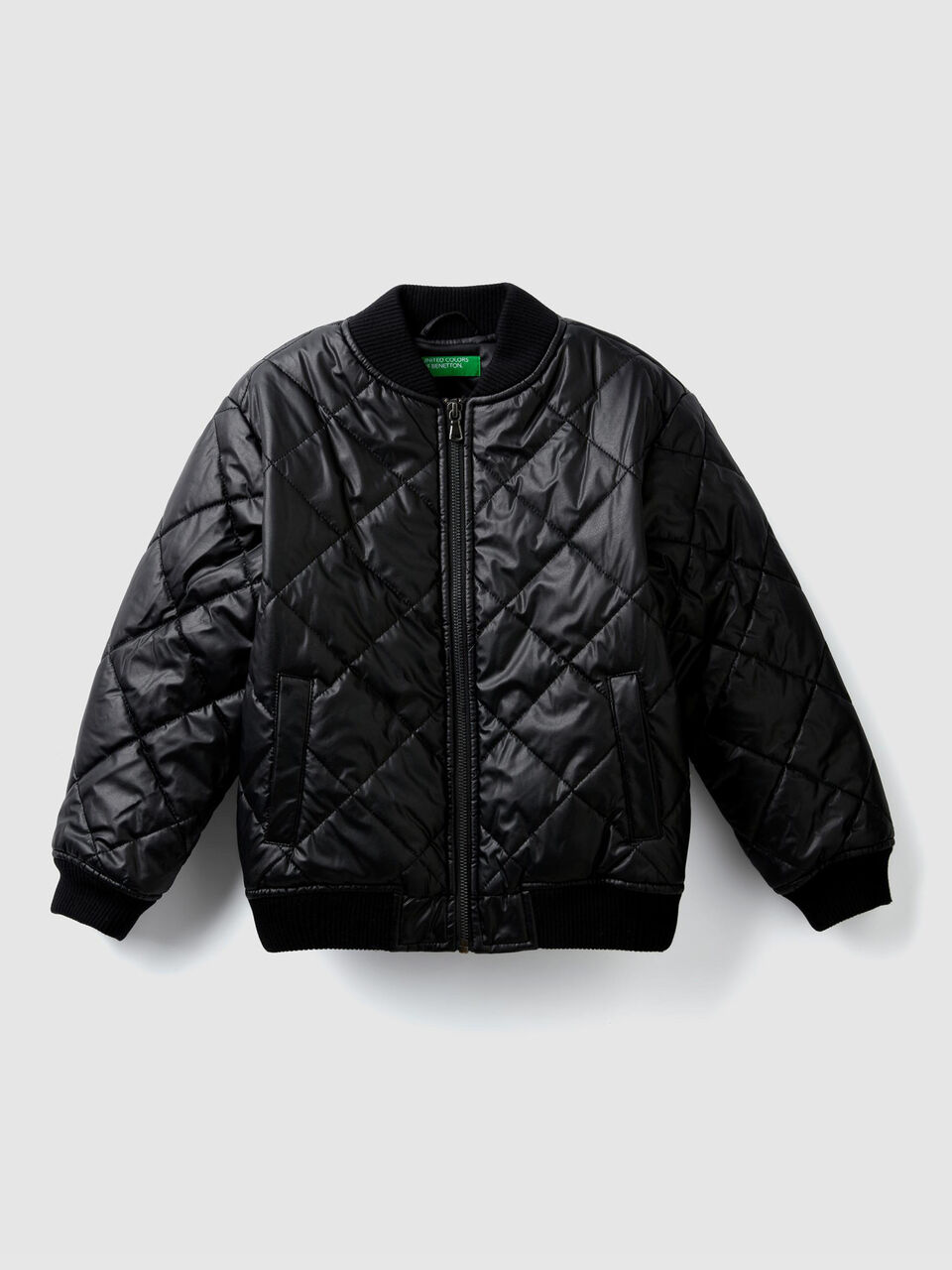 Quilted leather look bomber jacket image number 1