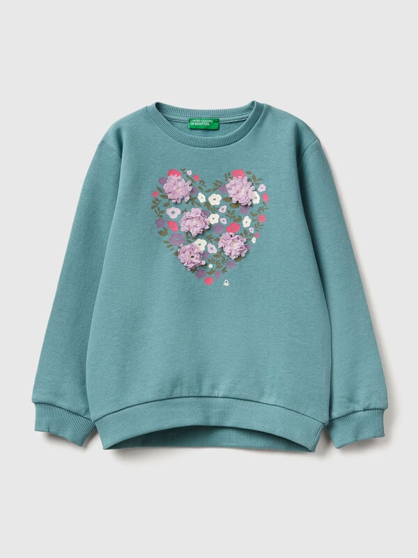 Sweatshirt with petal look applique Junior Girl