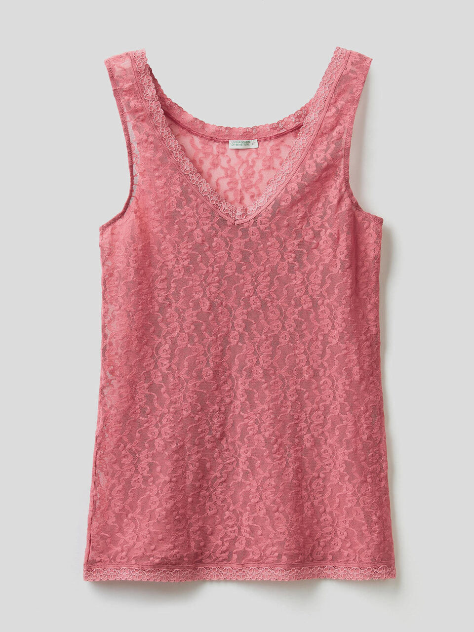 Tank top in elastic lace image number 1