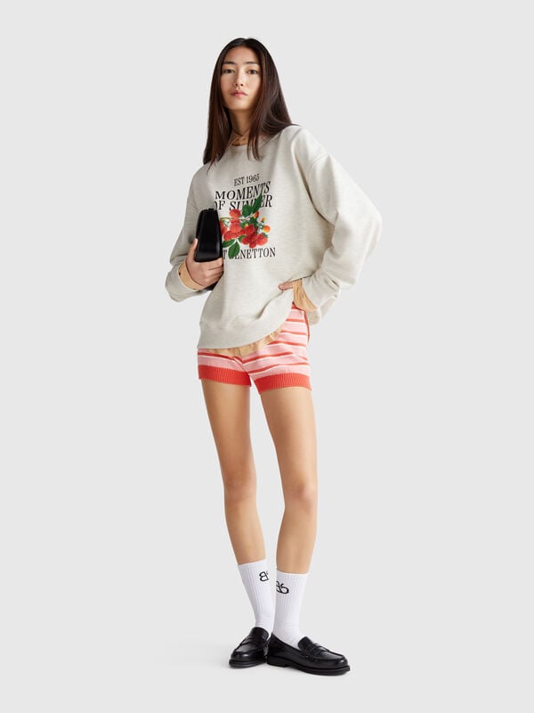 Striped knit shorts Women