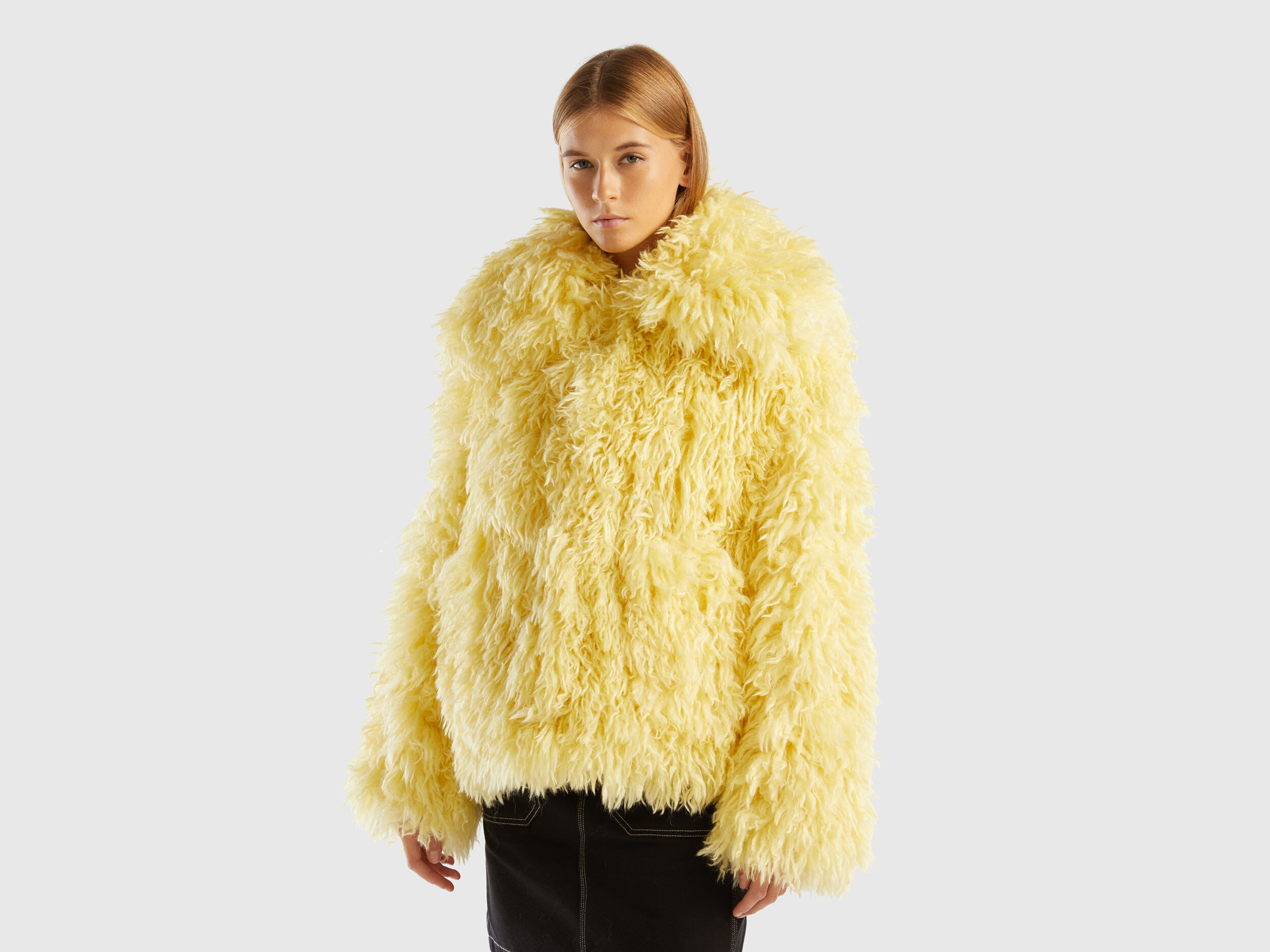 Yellow shop fur coat