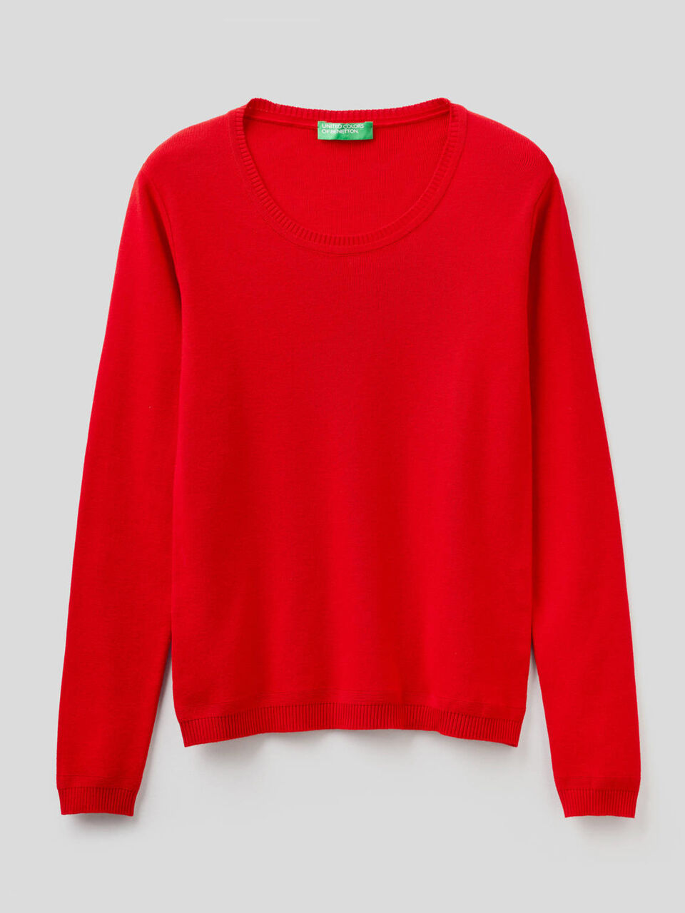 Crew neck sweater in pure cotton image number 1