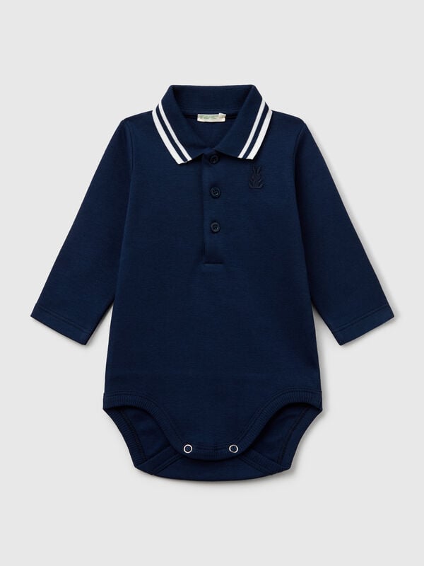 Polo bodysuit in cotton New Born (0-18 months)