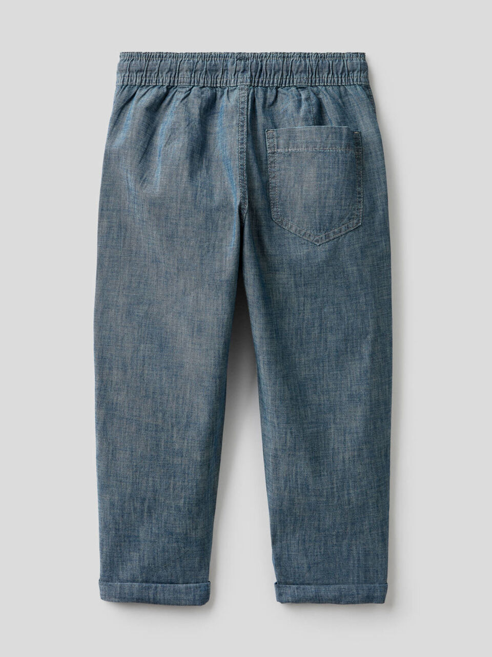 Trousers in pure organic cotton chambray image number 2
