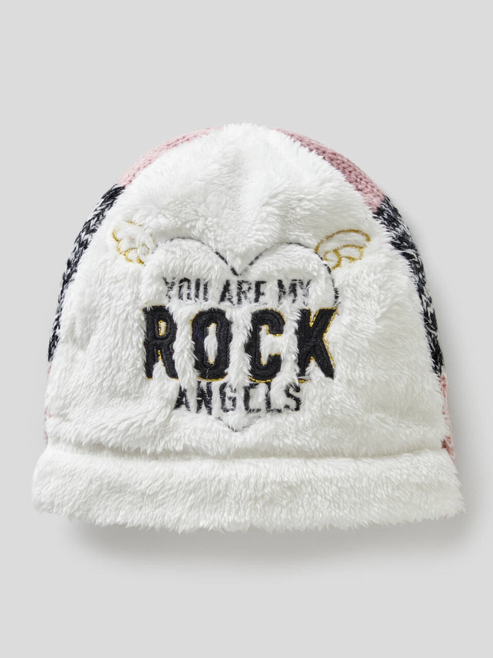 Knit fleece hat with embroidery image number 1