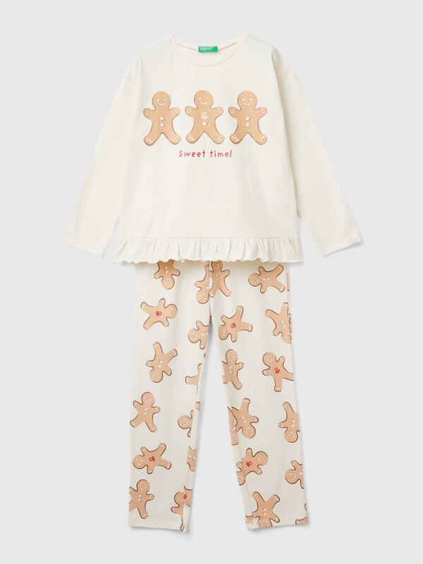 Christmas pyjamas in warm stretch cotton Junior Girl