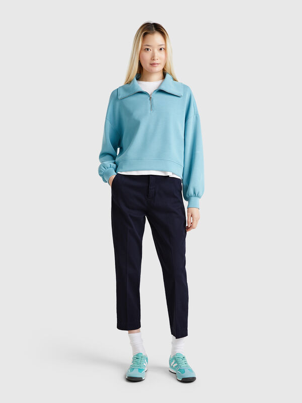 Cropped chinos in stretch cotton Women
