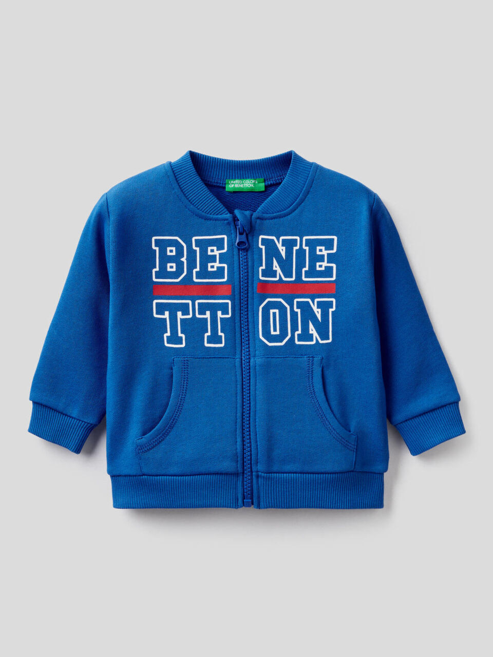 Sweatshirt with zip in organic cotton image number 1