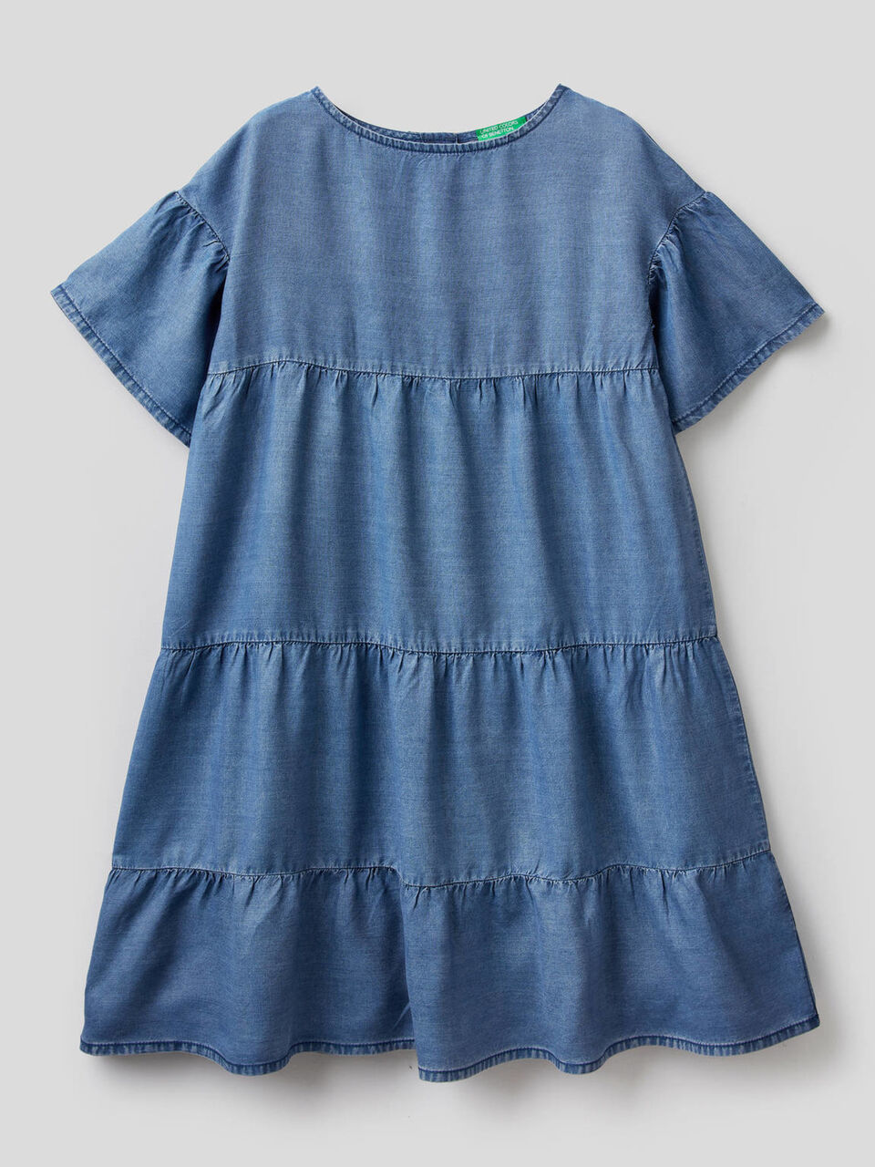 Denim look dress with frills image number null