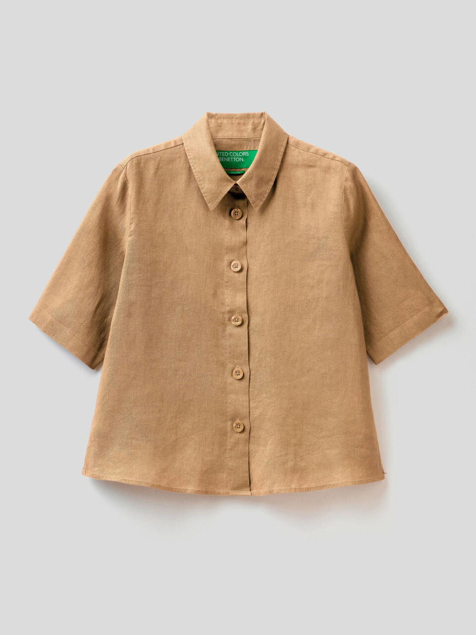 Short shirt in pure linen image number 1
