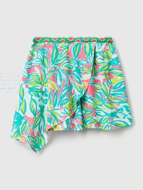 Mini skirt with tropical print Junior Girl
