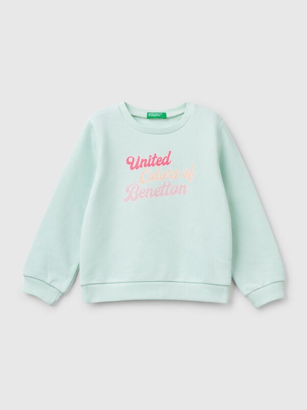 Sweatshirt in cotton with glittery print Junior Girl