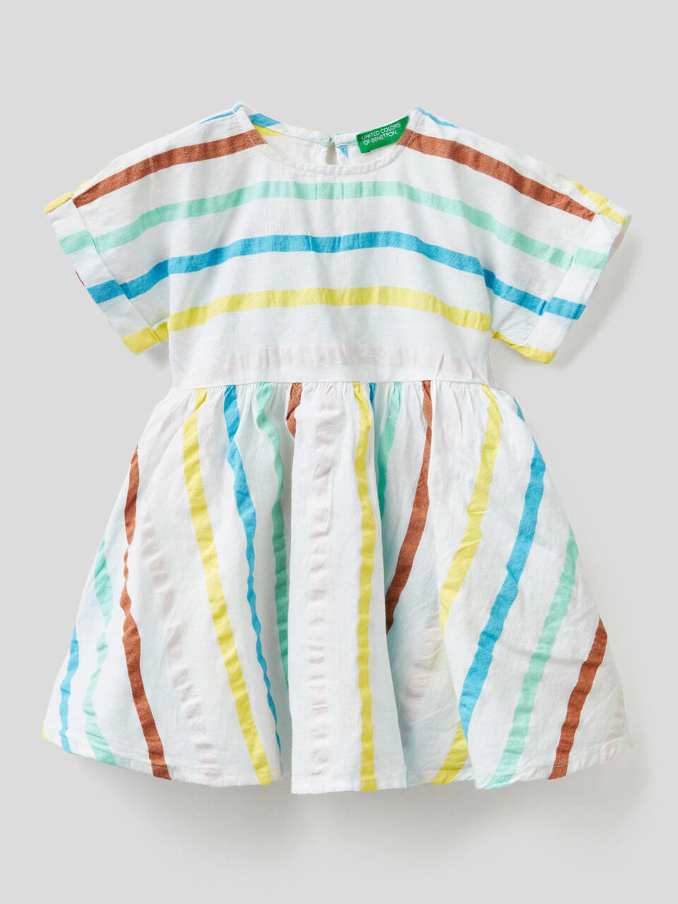 100% cotton dress with striped print image number 1
