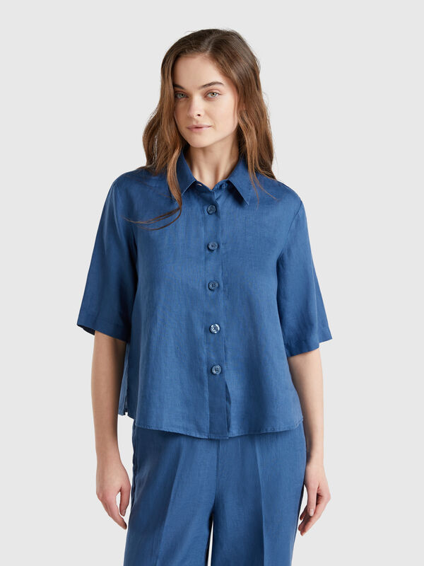 Short shirt in pure linen Women