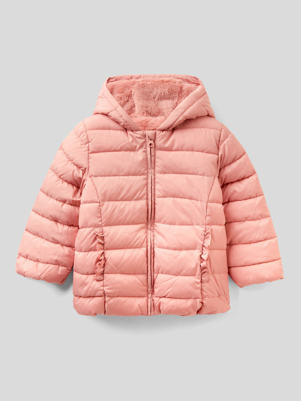 Puffer jacket with rouches