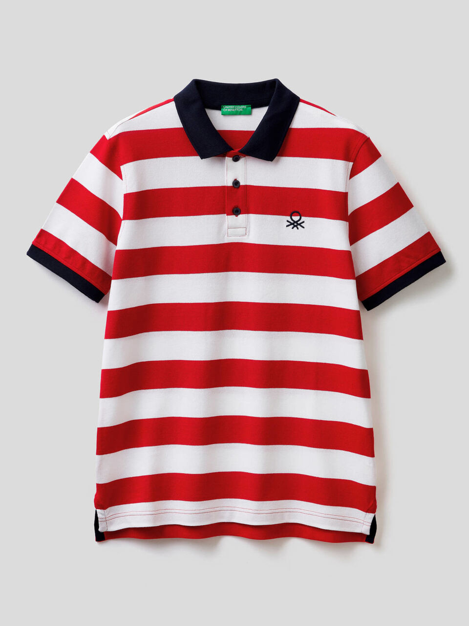 Striped polo in stretch cotton image number 1