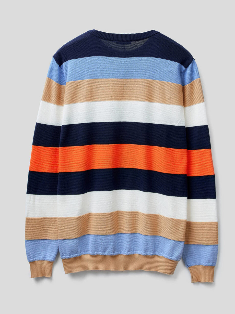 Striped sweater in warm 100% cotton image number 2