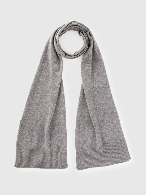 Gray marl scarf in pure Merino wool Women
