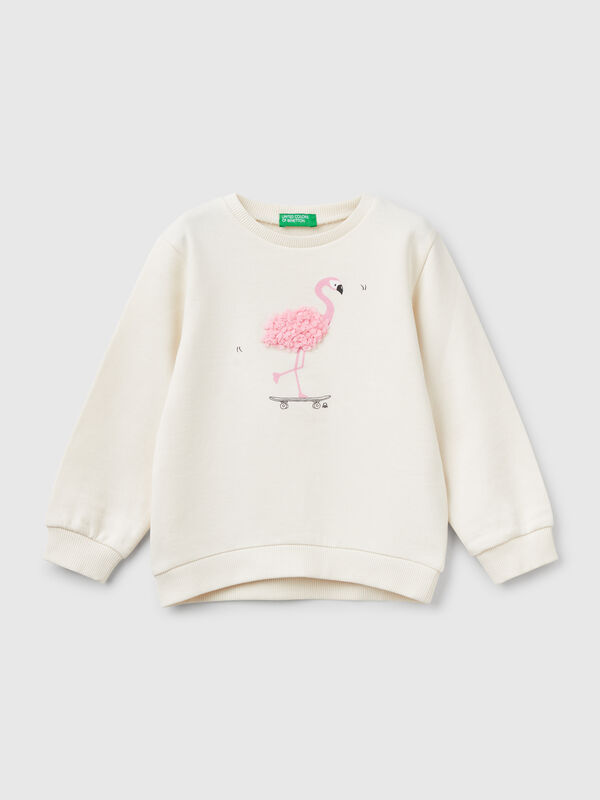 Sweatshirt with petal look applique Junior Girl