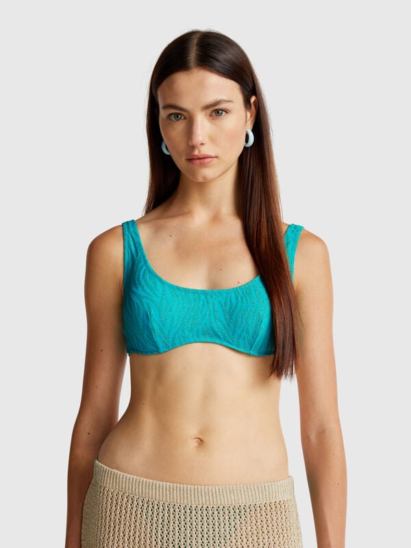 Brassiere animal print swim top with lurex Women