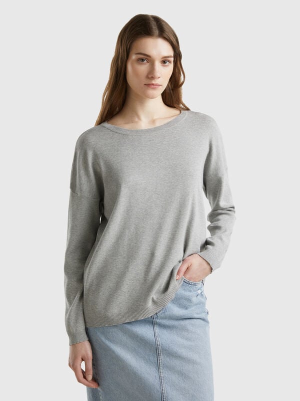 Cotton sweater with round neck Women