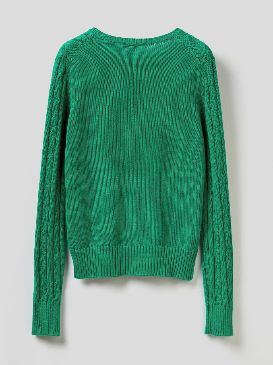 Cotton sweater with cable knit image number 2