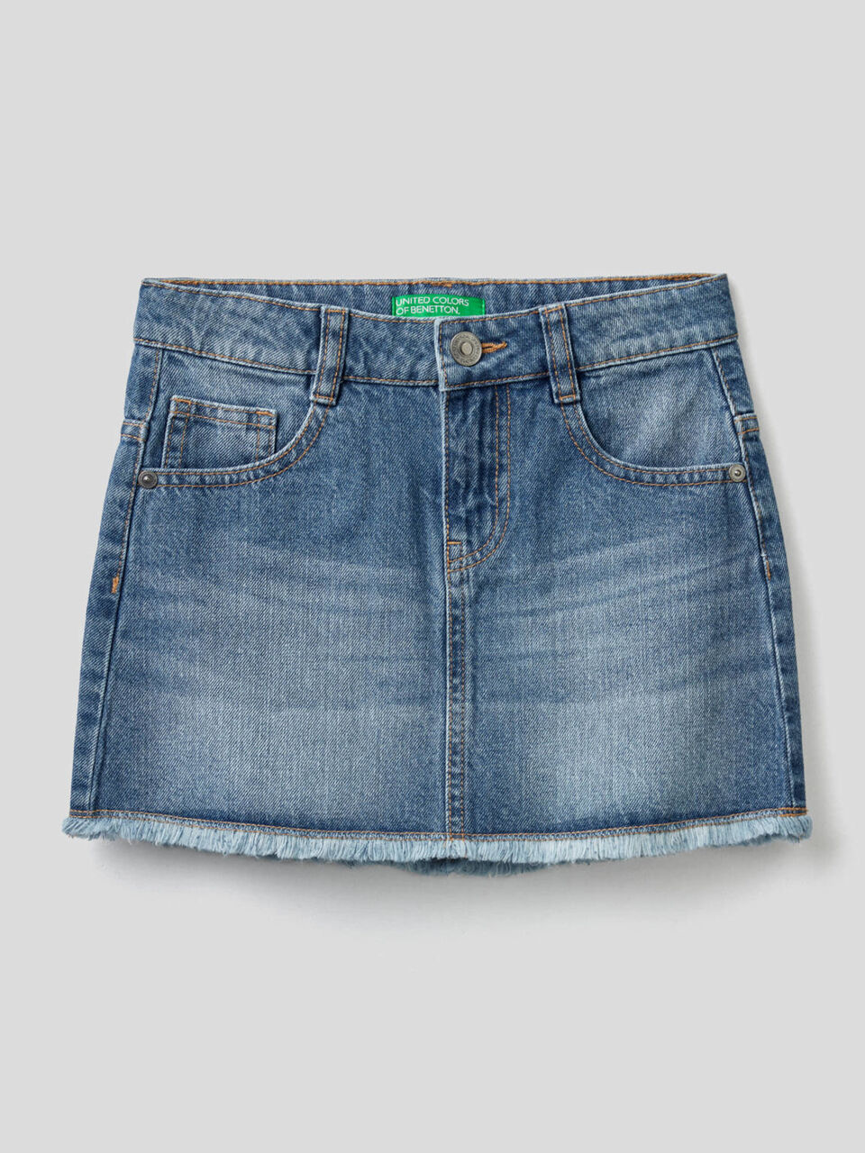 Jean skirt with worn look image number 1