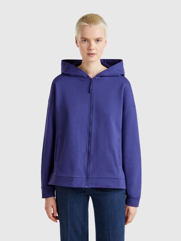 100% cotton sweatshirt with zip and hood Women