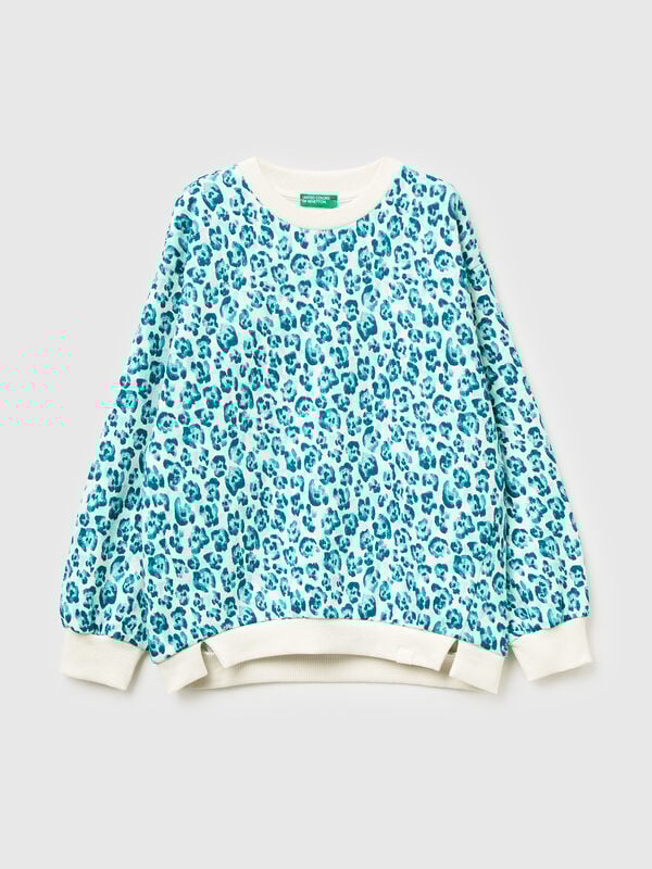 Light blue sweatshirt with animal print Junior Girl