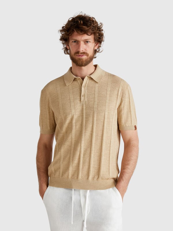 Knit polo in linen blend Men