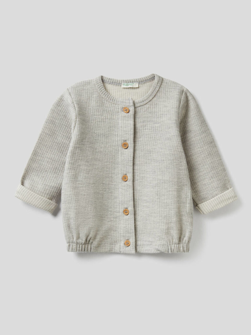 Cardigan in stretch ribbed fabric image number 1