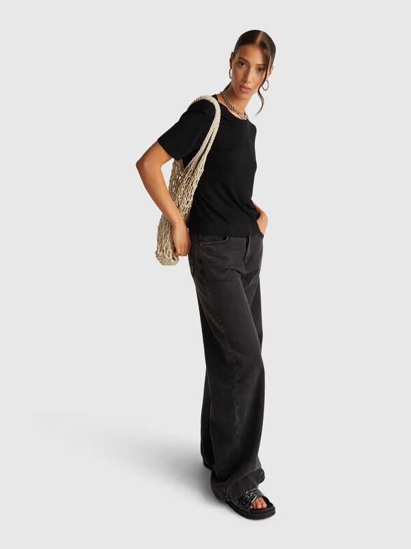 Short sleeve top in silk blend Women