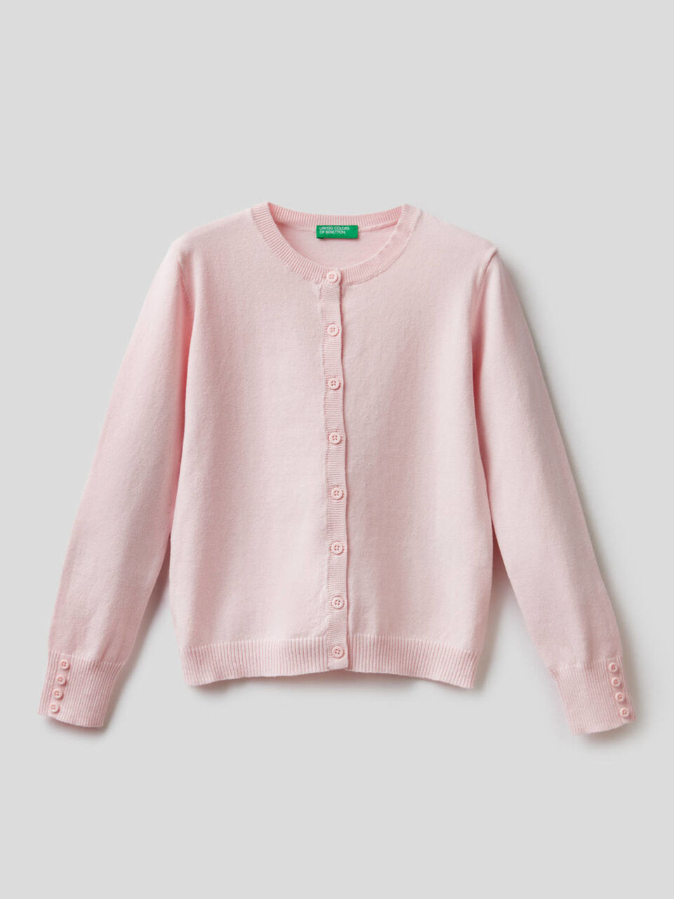 Cotton blend crew neck cardigan image number 1