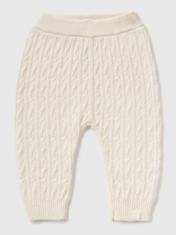 Trousers with cables in wool blend New Born (0-18 months)