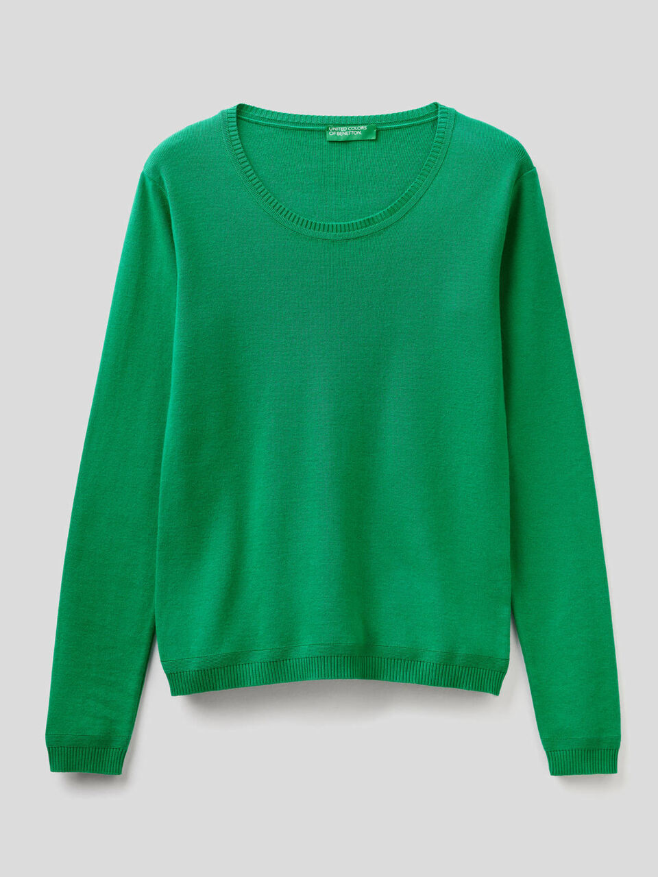 Crew neck sweater in pure cotton image number 1