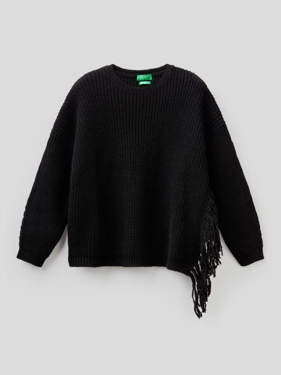 Sweater in wool blend with fringe image number 1