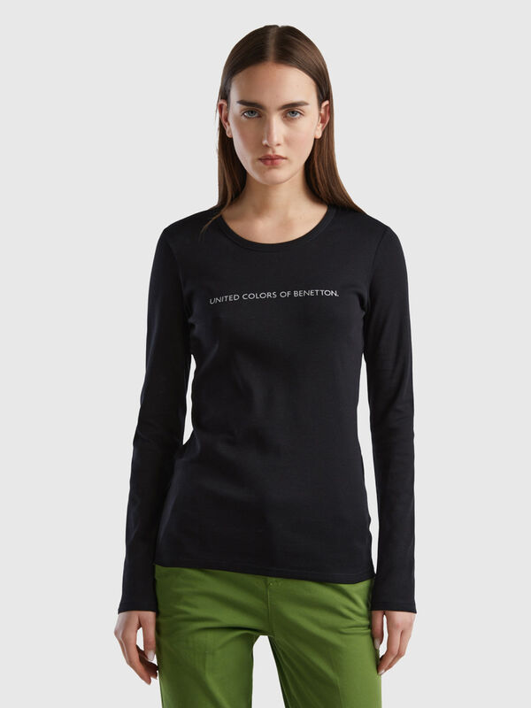 Black 100% cotton long sleeve t-shirt Women