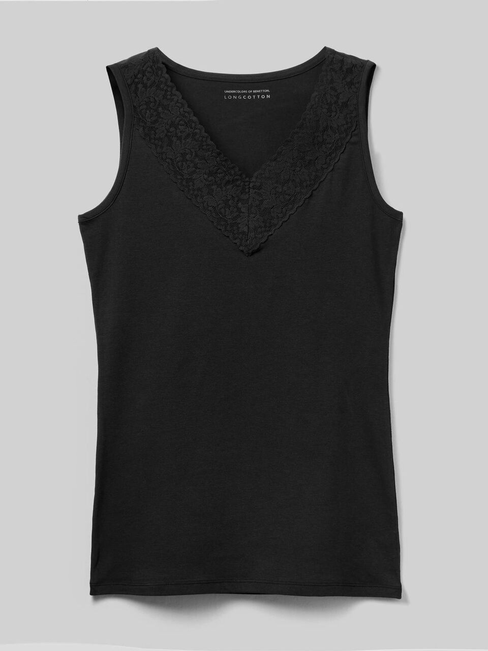 Tank top with V-neck in lace image number 1