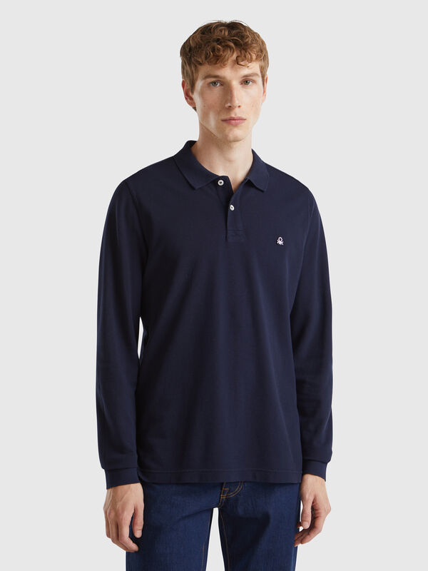 Long sleeve cotton polo Men