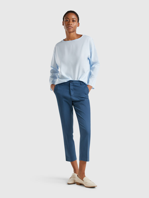 Cropped chinos in stretch cotton Women