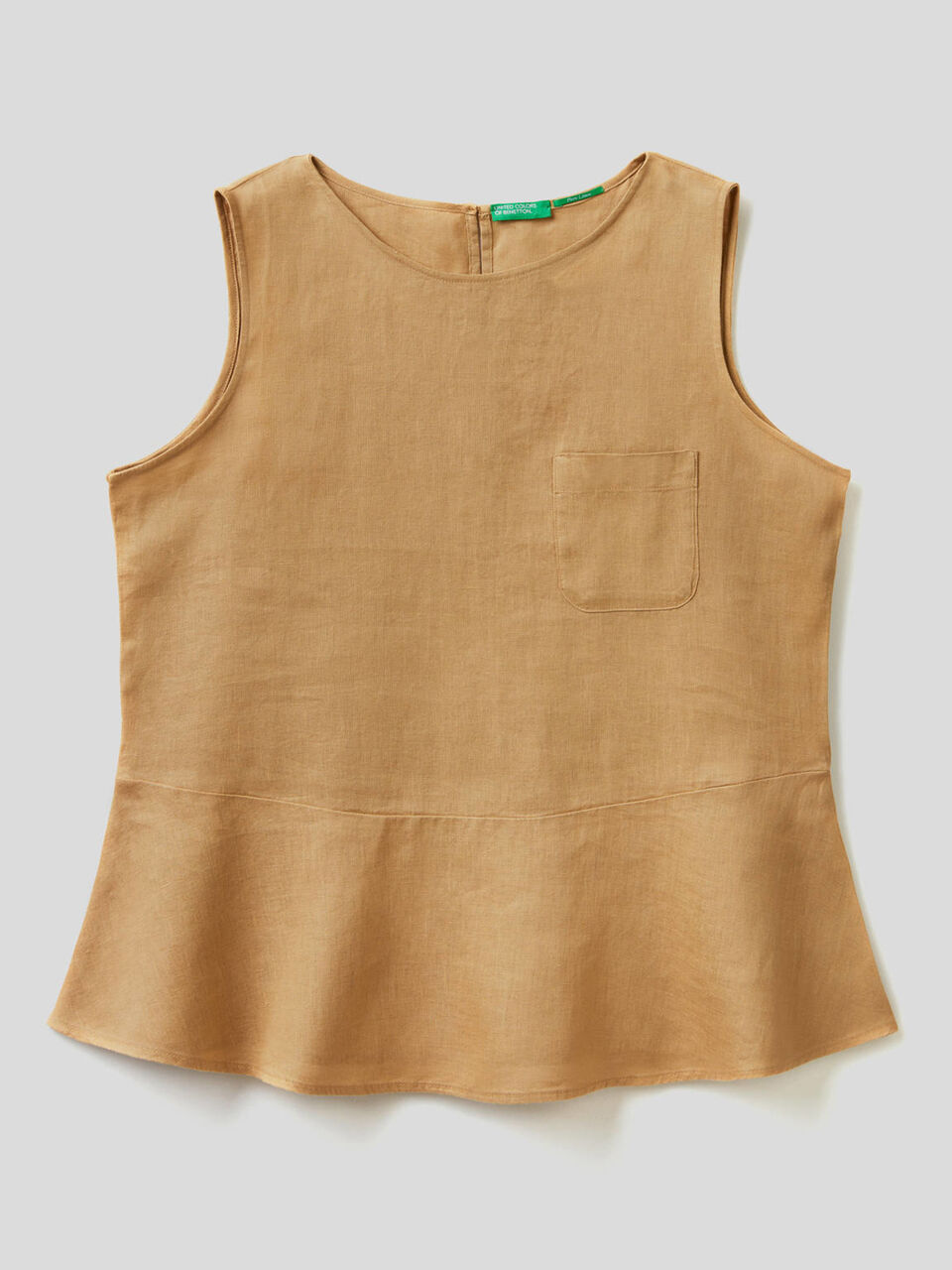 Sleeveless blouse in pure linen image number 1