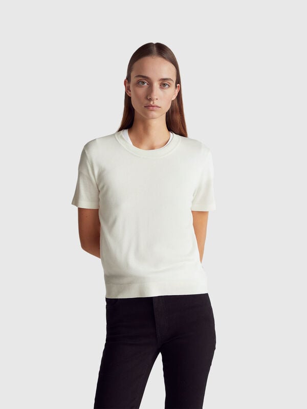 Short sleeve top in silk blend Women