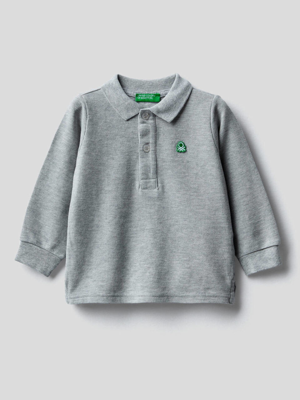 Long sleeve polo in organic cotton image number 1