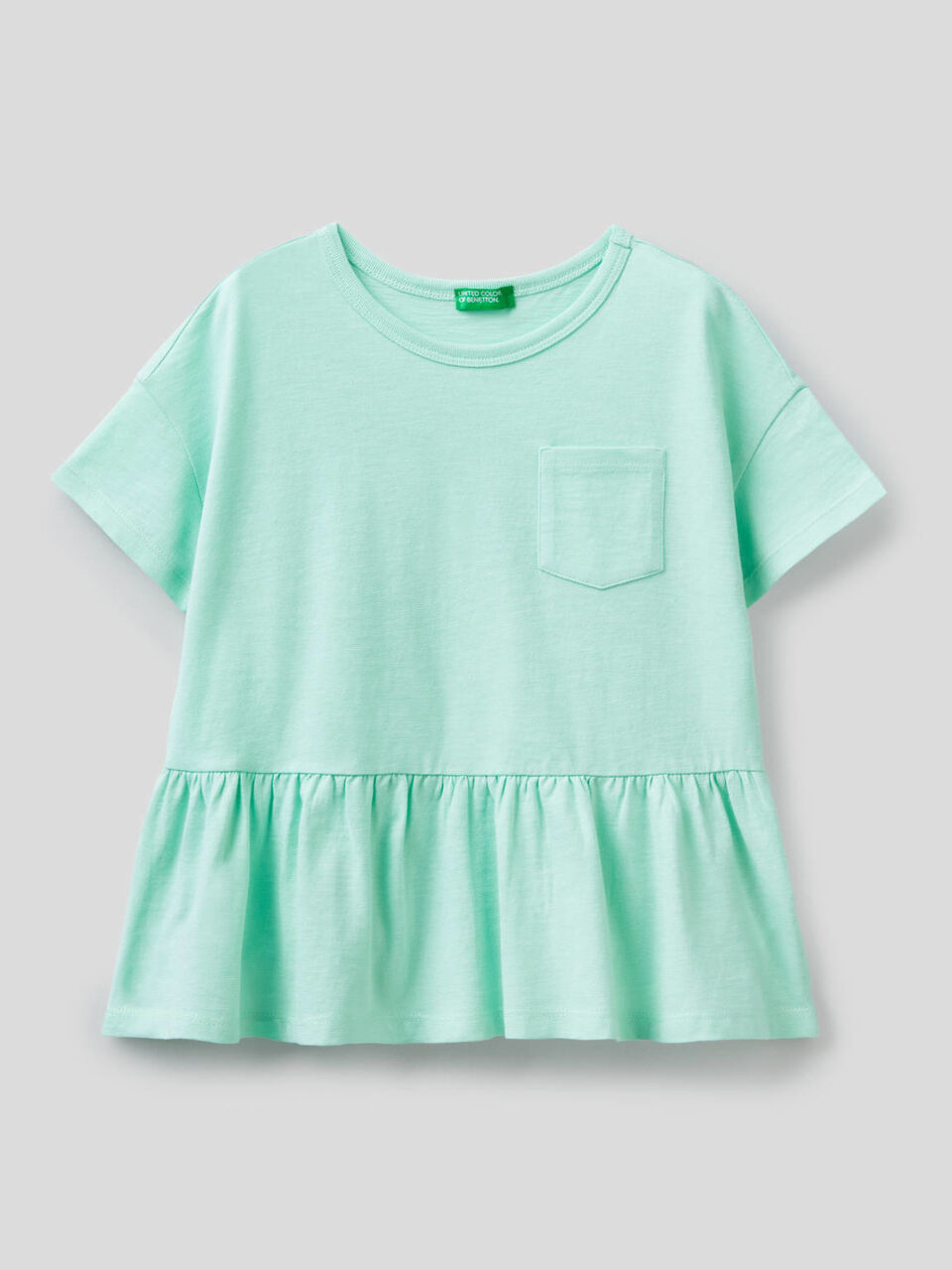 T-shirt in pure cotton with frill image number 1