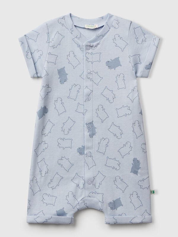 Blue onesie with animal print New Born (0-18 months)