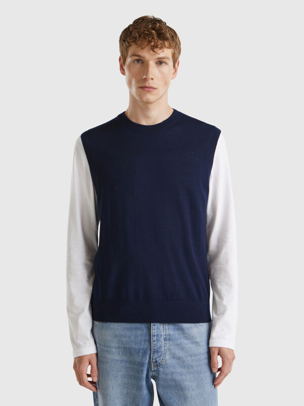 Vest in pure Merino wool Men