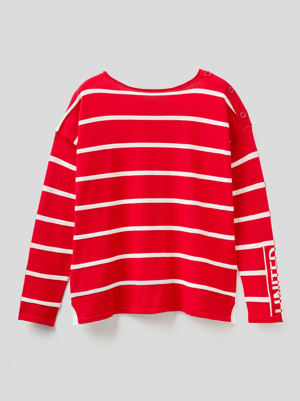 Striped 100% cotton sweater image number 1
