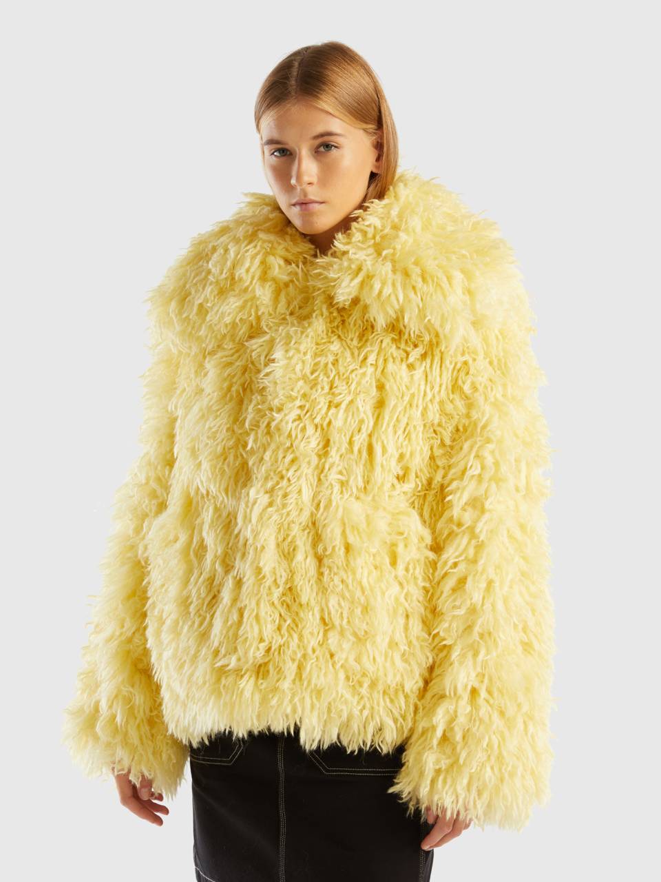 Faux fur on sale jacket yellow